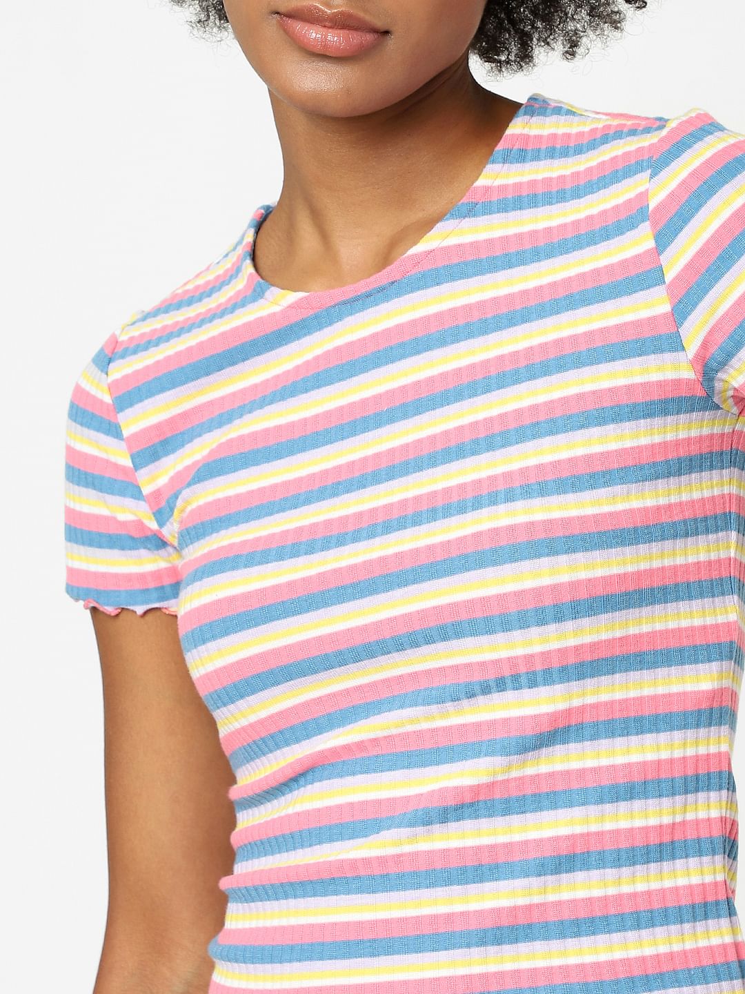 Pink striped outlet t shirt