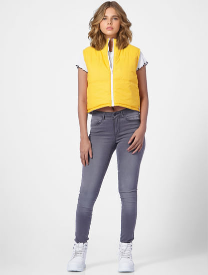 Yellow Sleeveless Puffer Jacket