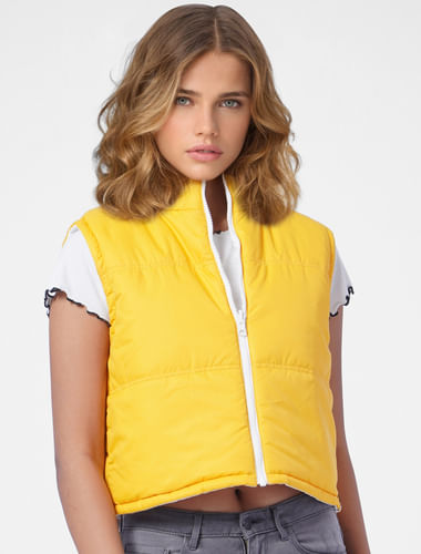 Yellow Sleeveless Puffer Jacket