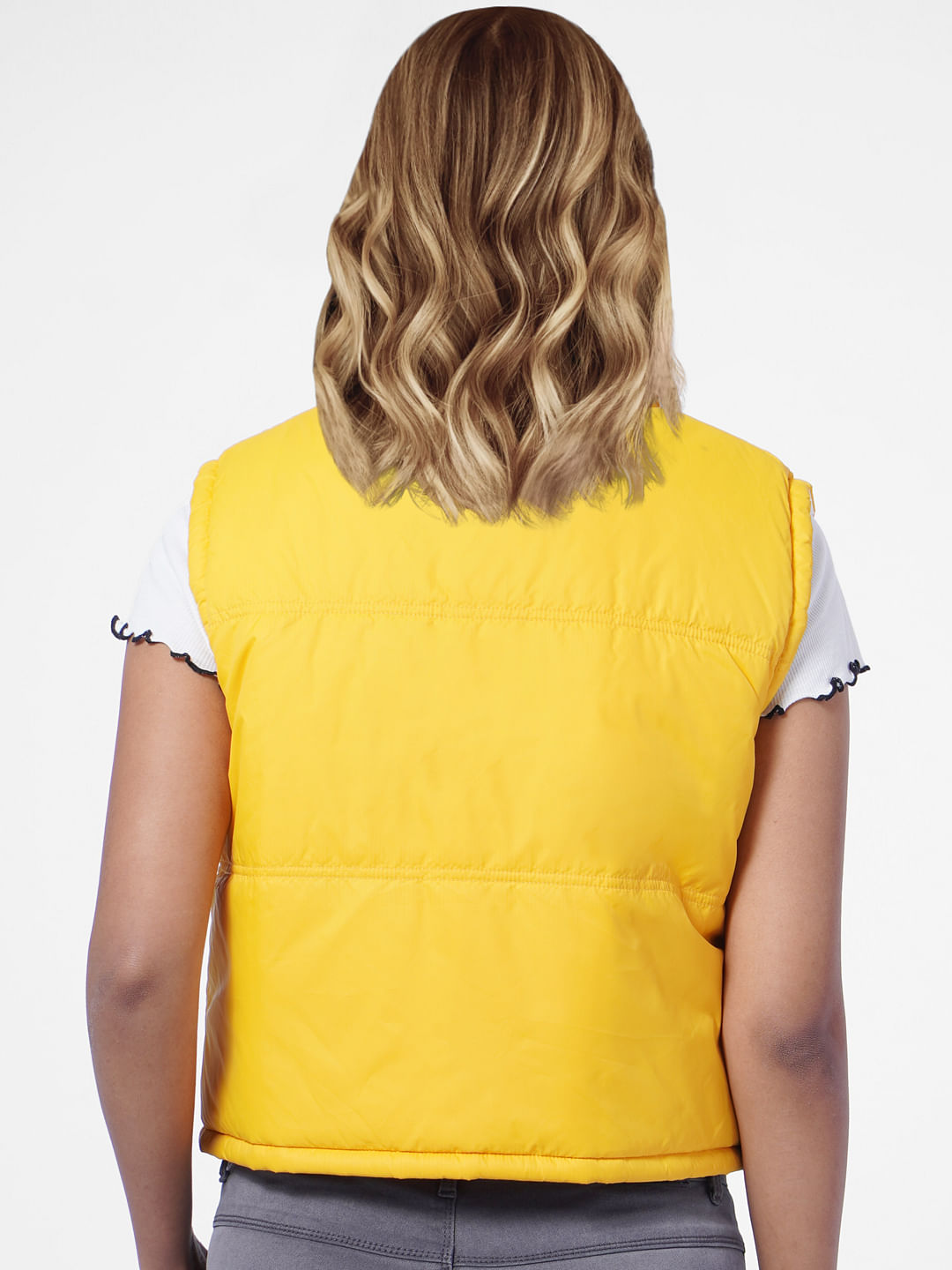 Yellow sleeveless deals puffer jacket