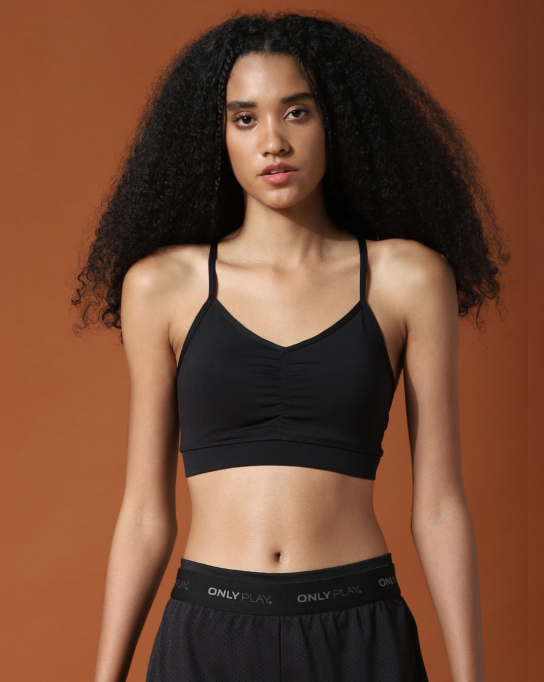 Buy Black Strap Detail Sports Bra For Women Online