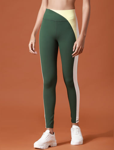 PLAY Green High Rise Colourblocked Co-ord Tights