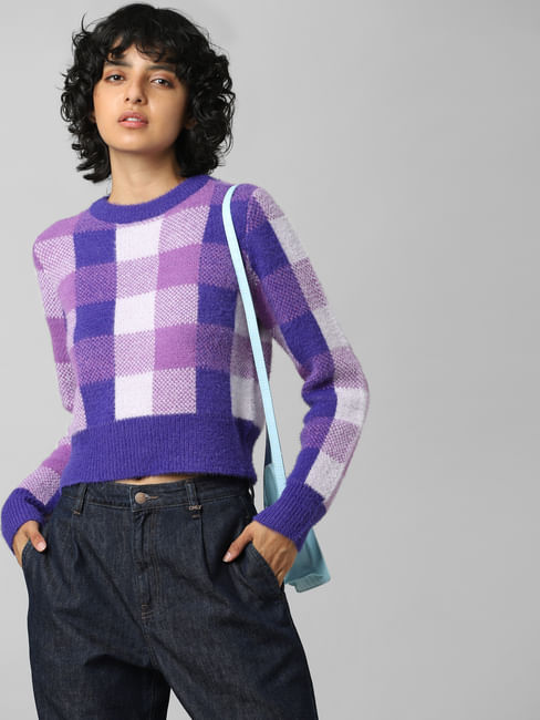 Purple Check Pullover