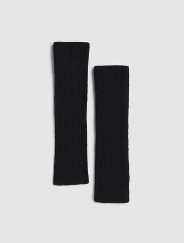 Black Ribbed Long Gloves