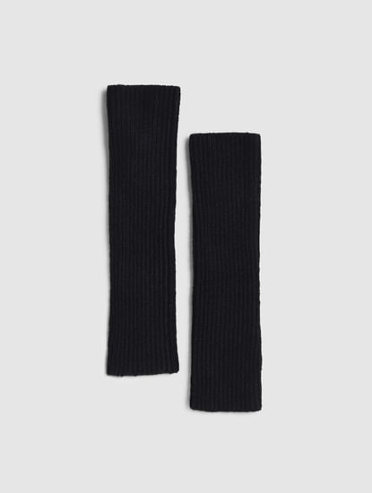 Black Ribbed Long Gloves