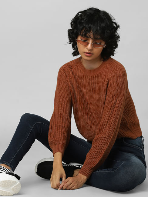 Brown Cut-Out Detail Pullover