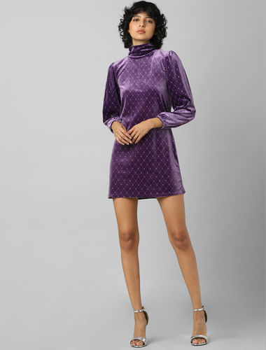 Violet Velour Mini Dress