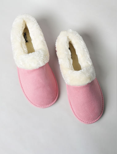 Pink Faux Fur Home Slippers