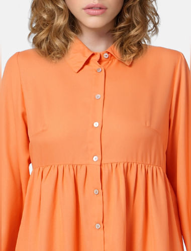 Orange Mini Shirt Dress
