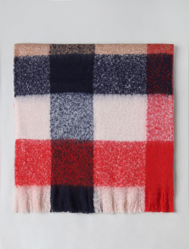 Red Check Brush Scarf