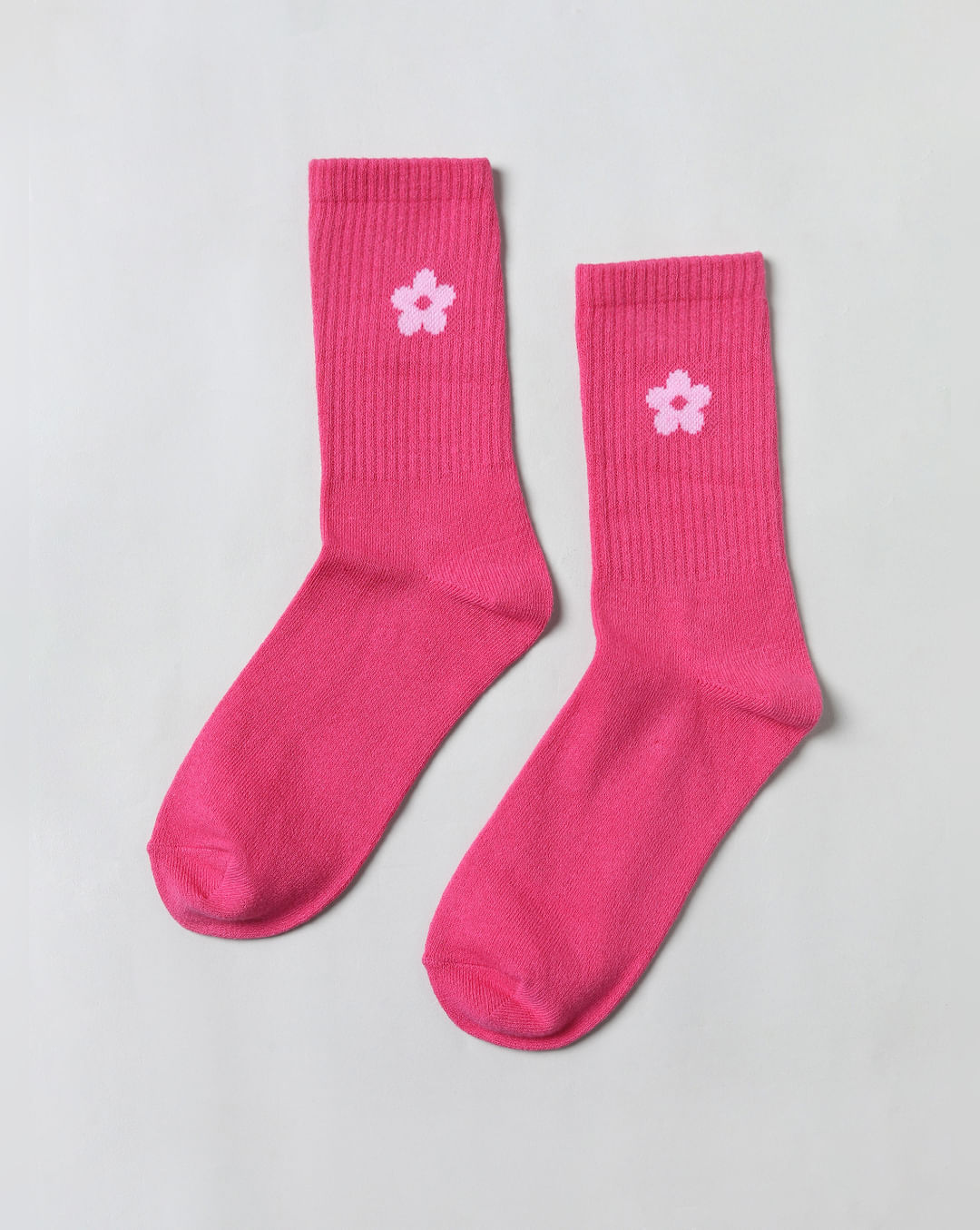 Pink Floral Print Socks|147022501