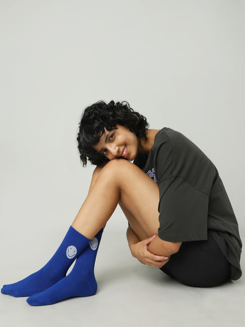 Blue Printed Socks