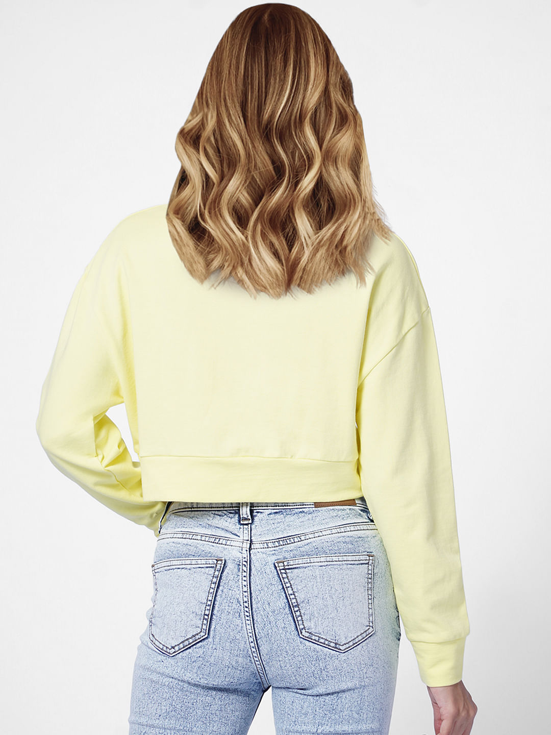 Yellow Cropped Sweatshirt|260221202