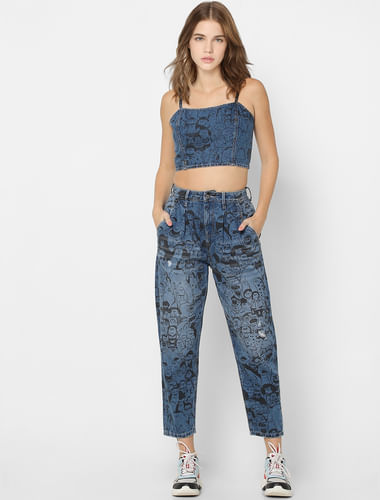 X FLABJACKS Blue Mid Rise Slouchy Fit Co-ord Jeans 