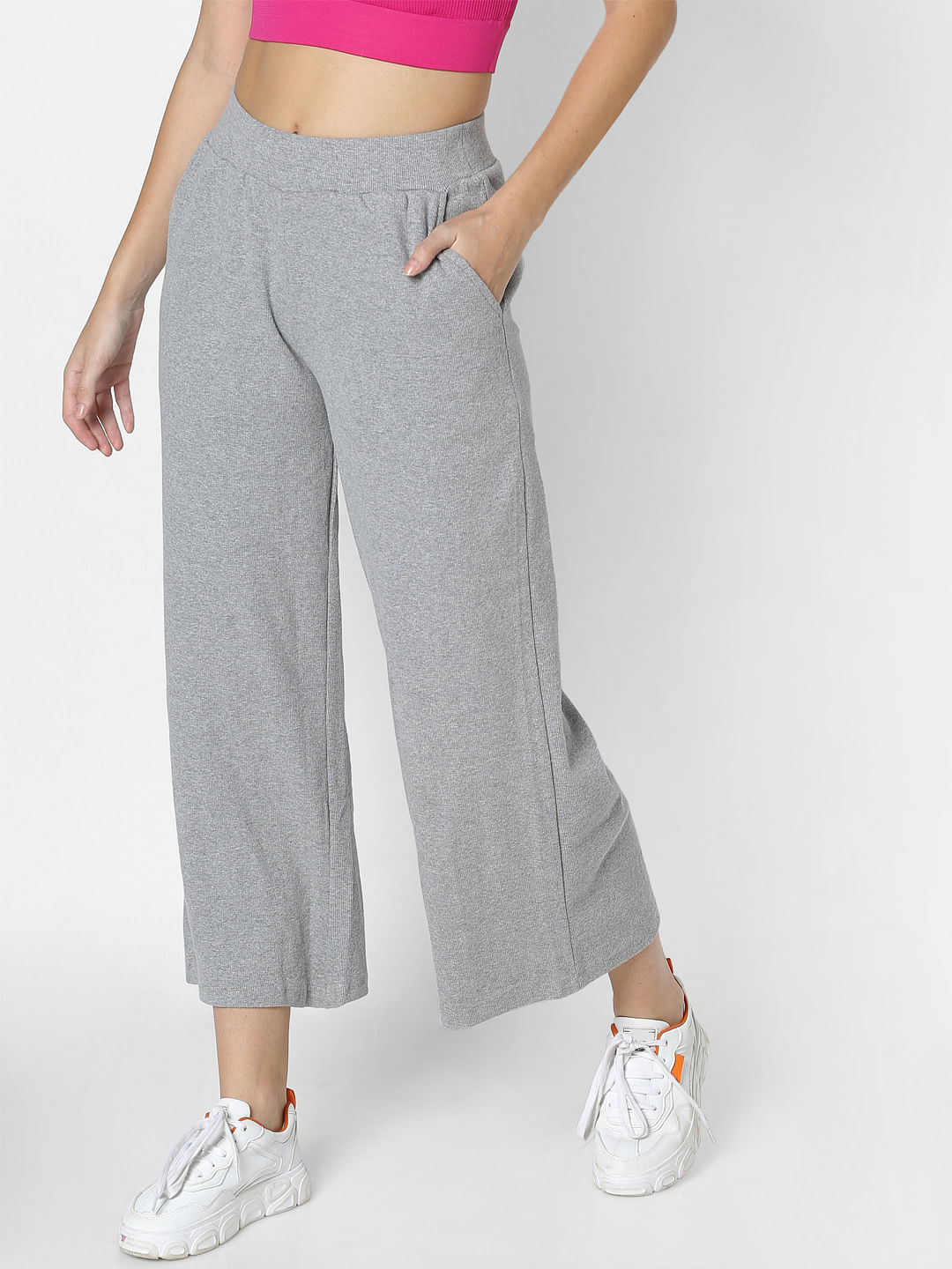 Buy Grey Mid Rise Wide Leg Pants for Women | ONLY | 119511501