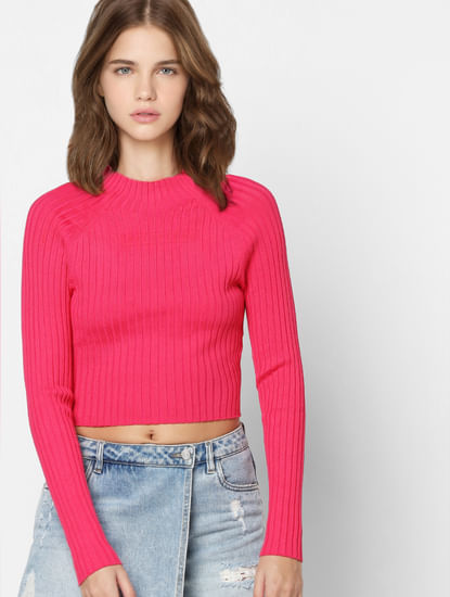 Pink Knit Crop Top