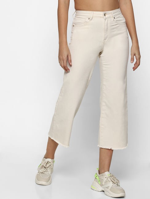 Off White High Rise Flared Jeans 