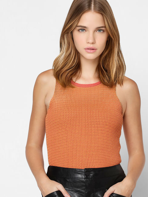 Orange Knit Top