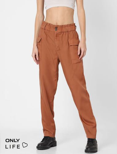Brown High Rise Paperwaist Pants 
