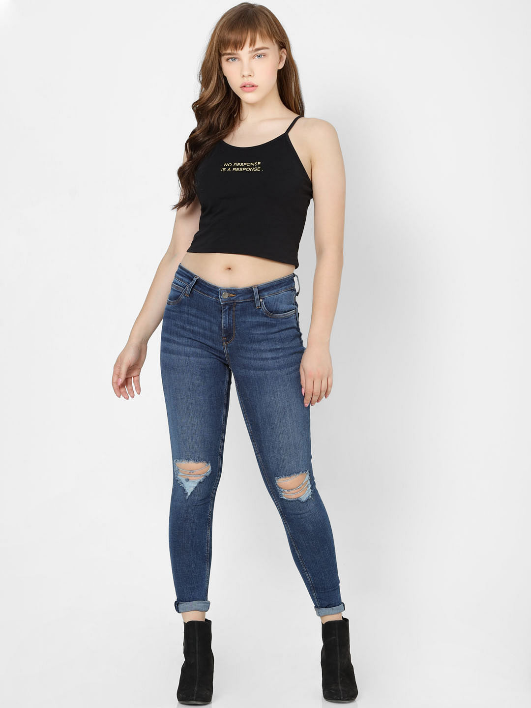 low rise distressed skinny jeans