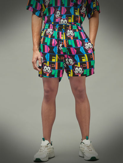 Only X Felix the Cat Black Printed Unisex Co-ord Shorts