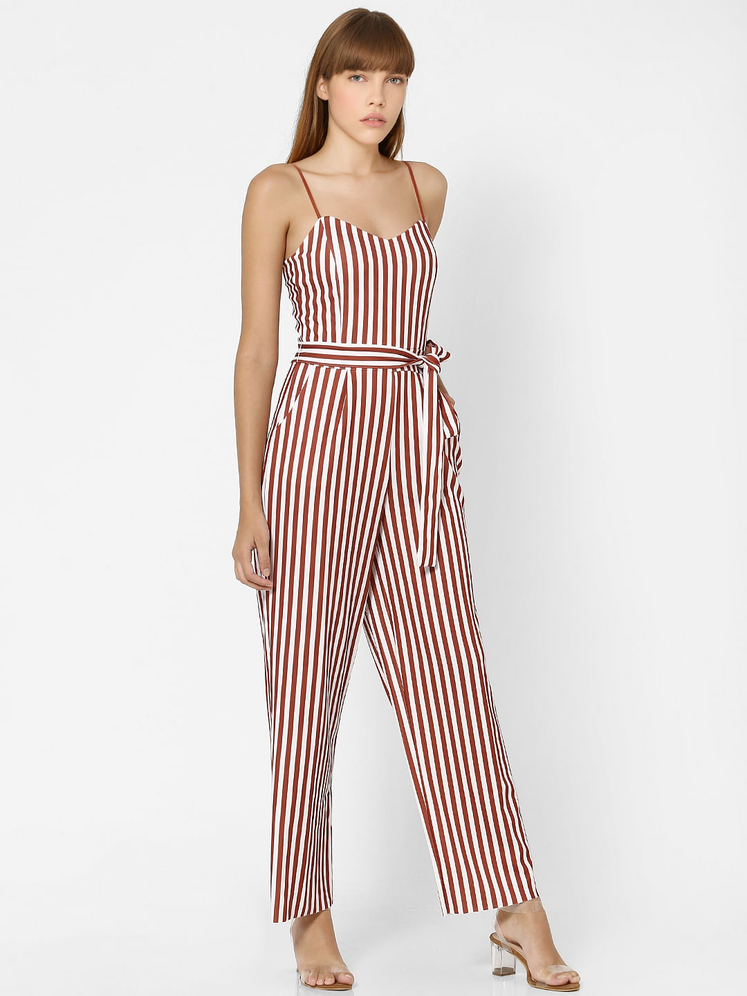 striped all in one jumpsuit