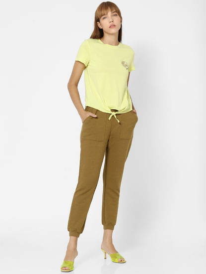 Yellow Organic Cotton Placement Print T-shirt 