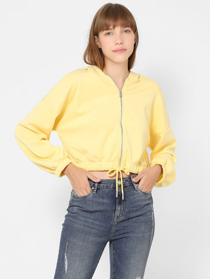 Yellow Zip Up Hooded Sweatshirt