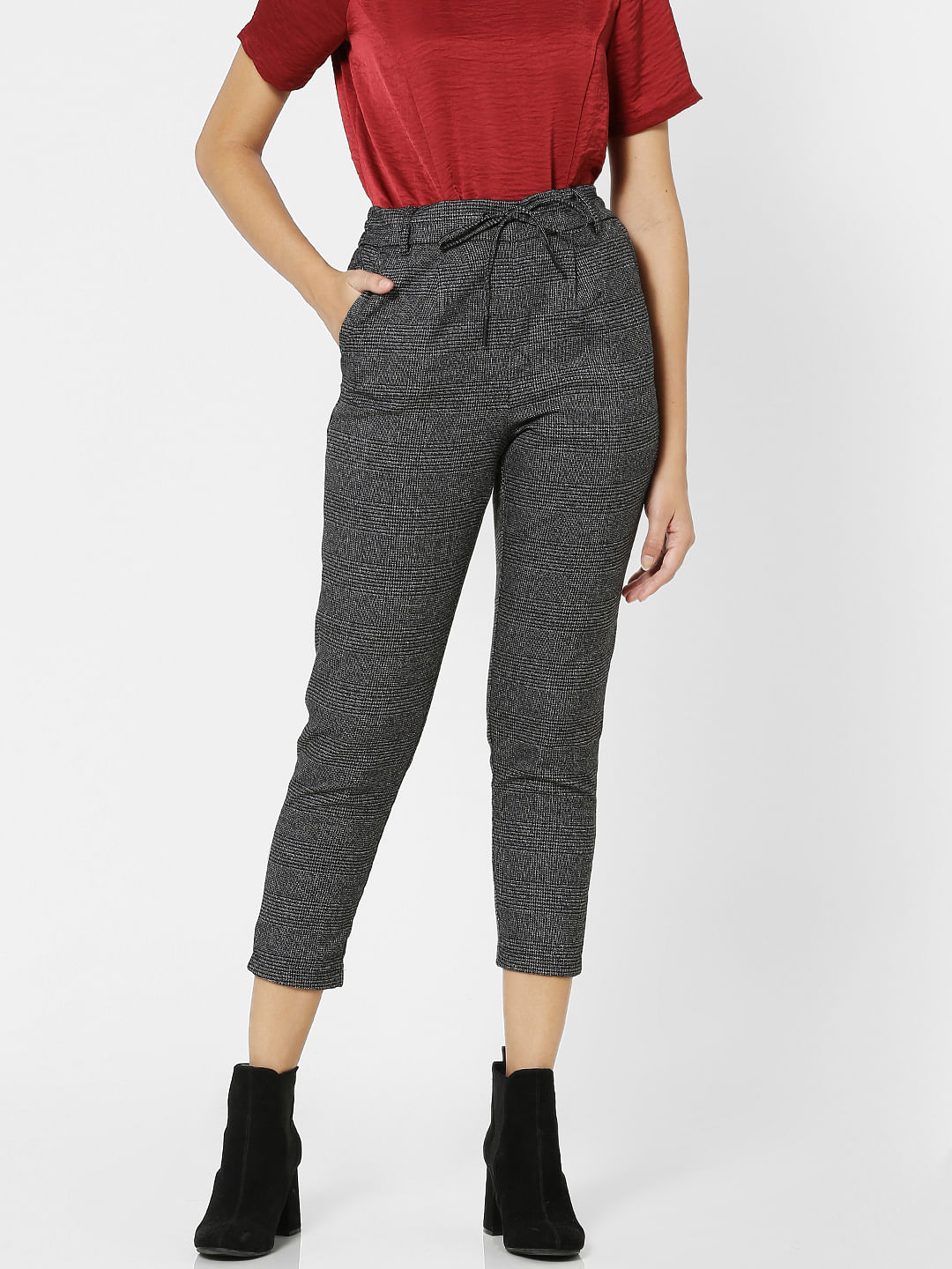 Textured Formal Trousers In Black B91 Bank