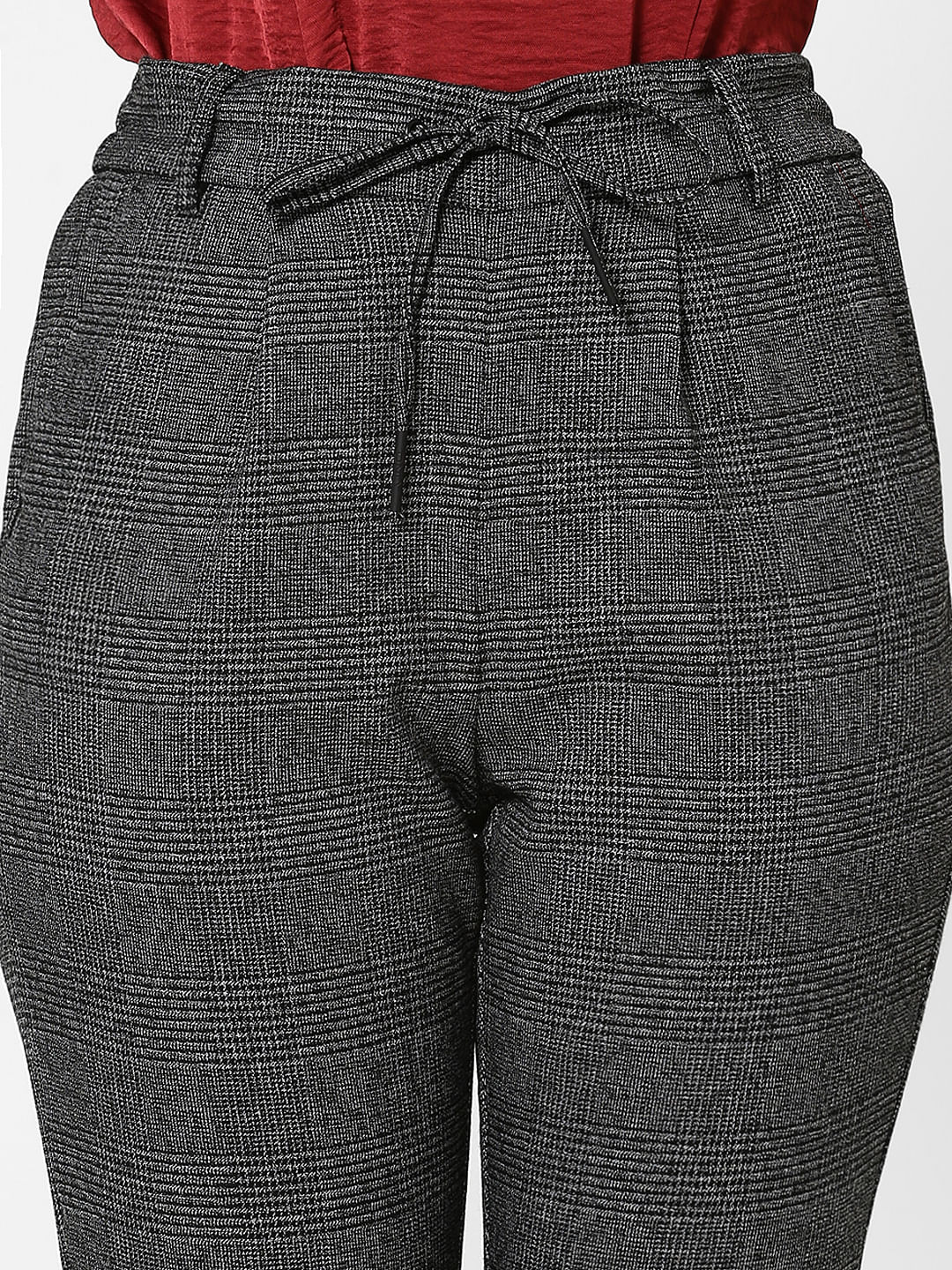 Rajsons Enterprises Casual Wear Mens Black Cotton Check Trouser Size 2840