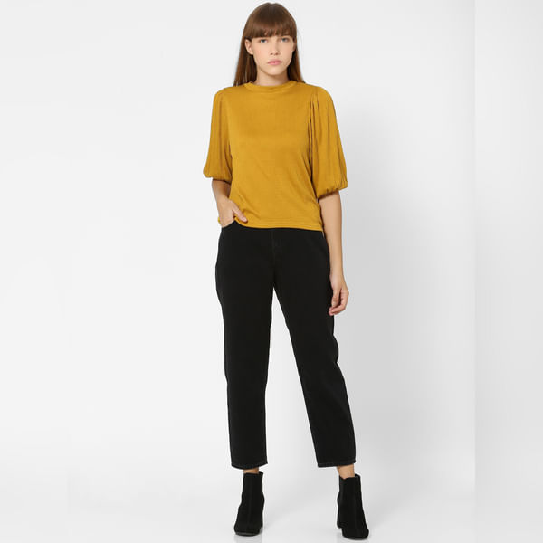 BESTSELLER CLOTHING Mustard Volume Sleeves Top