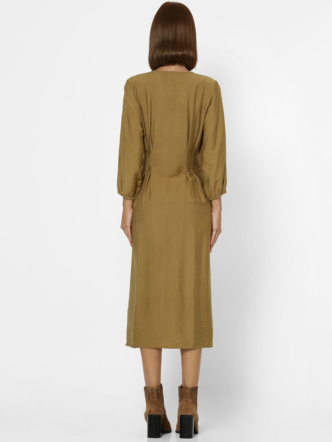 olive green midi dress