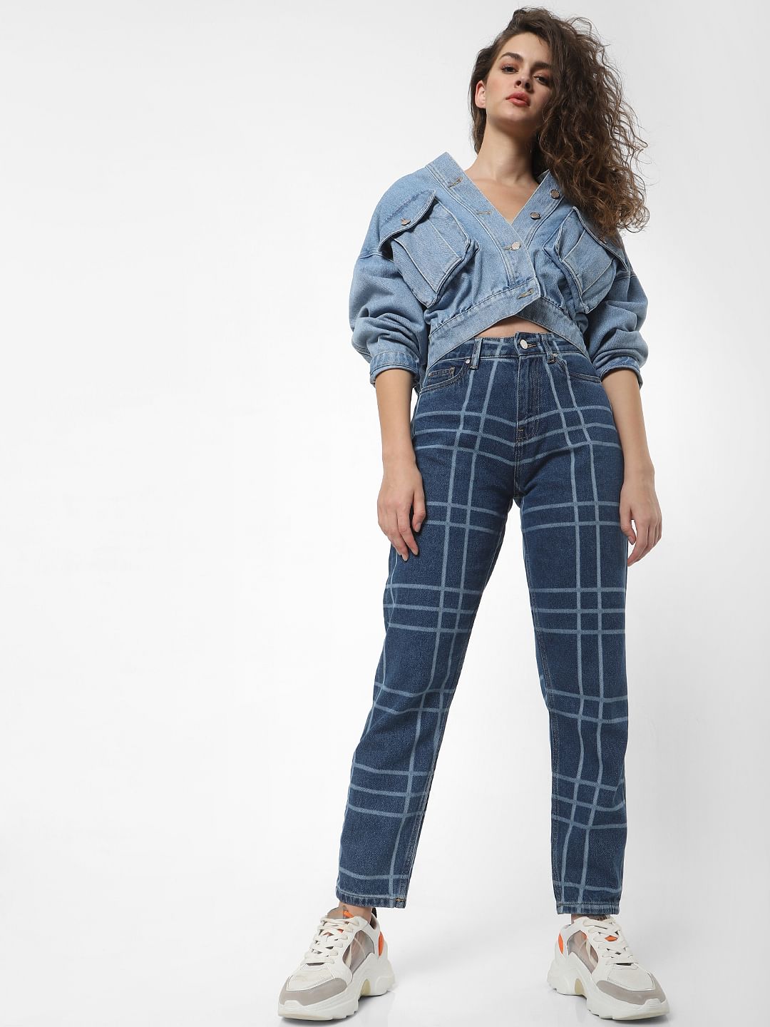 Checkered on sale mom jeans