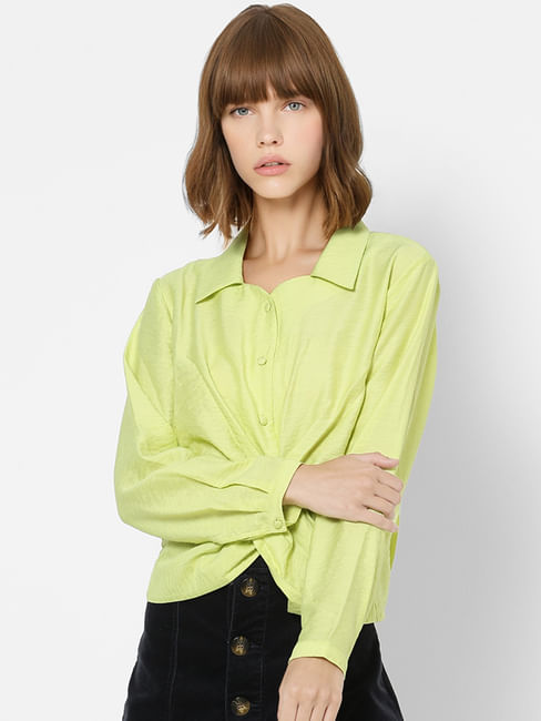 Green Front Twist Shirt