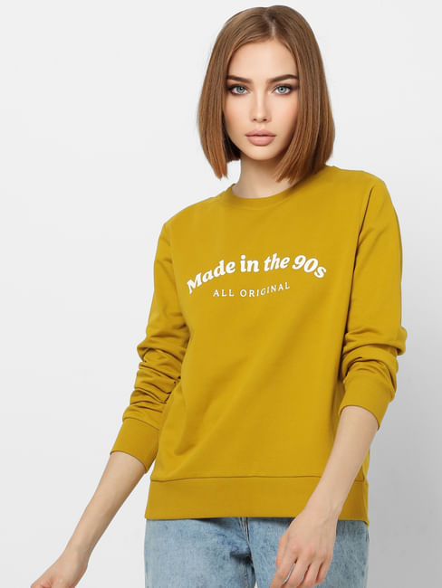Yellow Text Print Sweatshirt  