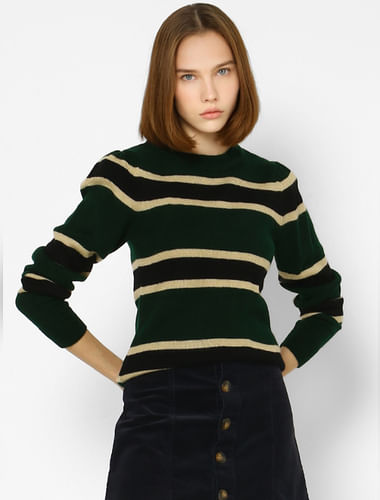 Black Striped Knit Pullover