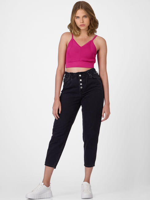 Black High Rise Slouchy Fit Jeans