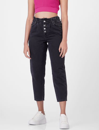 Black High Rise Slouchy Fit Jeans