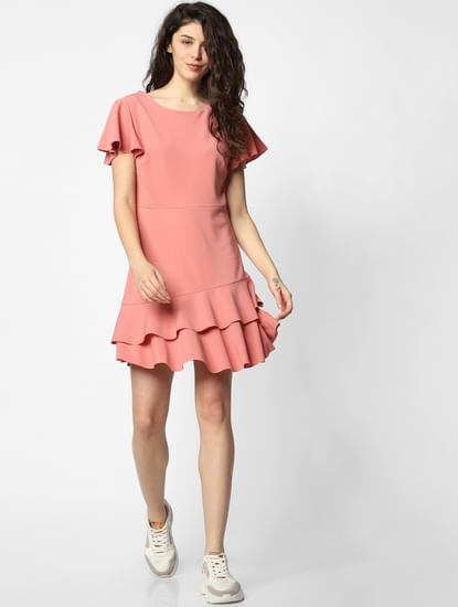 Pink Tiered Fit & Flare Dress