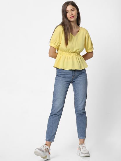 Yellow Back Cut-Out Top