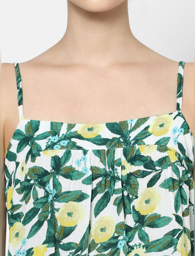 Green Tropical Print Strappy Top
