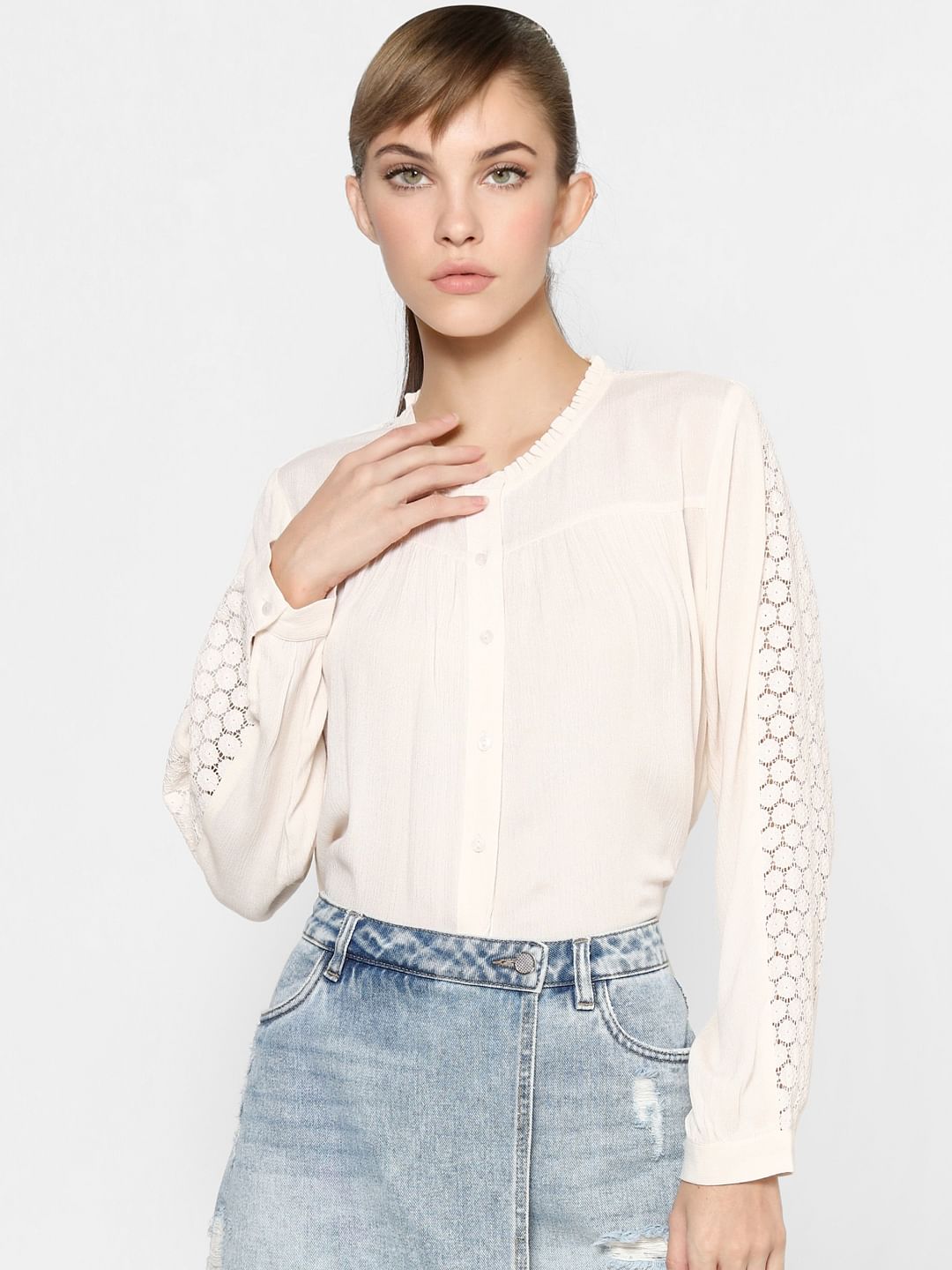 Off white lace blouse hot sale