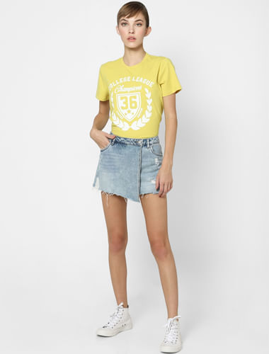 Yellow Text Print T-shirt