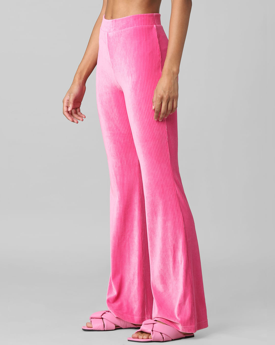 Pink High Rise Corduroy Flared Co-ord Pants