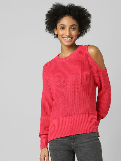 Red Cut-Out Detail Pullover