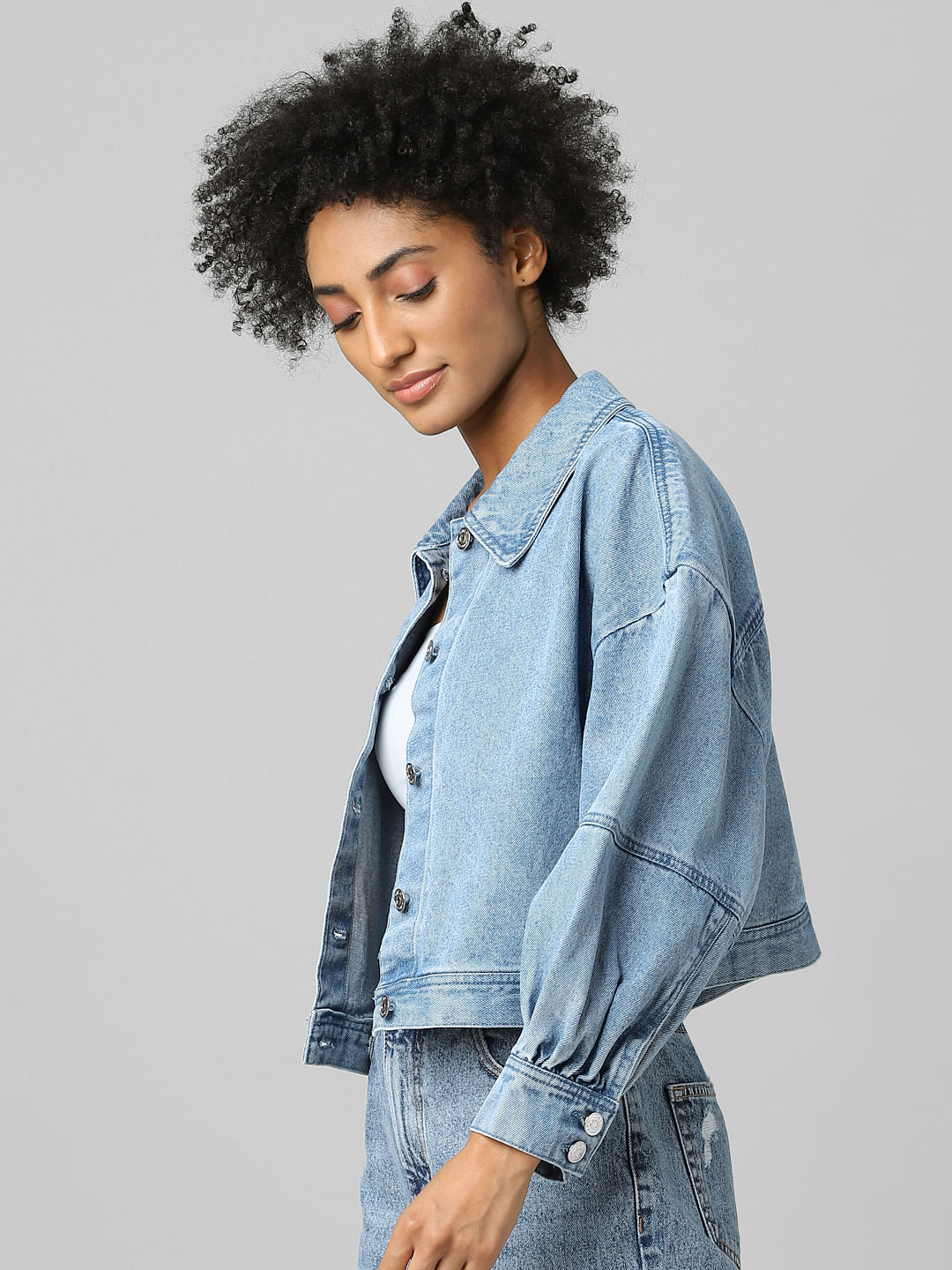 denim jacket balloon sleeve