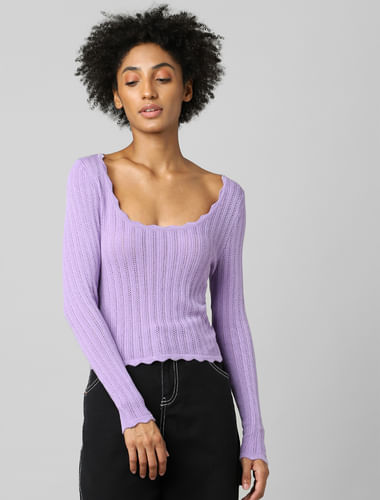 Purple Scoop Neck Pullover