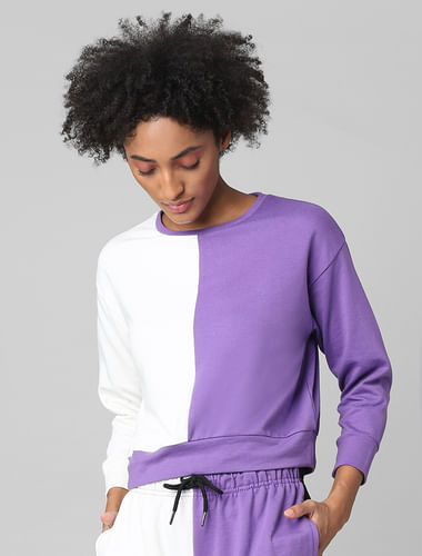 Purple Colourblocked Co-ord Sweatshirt