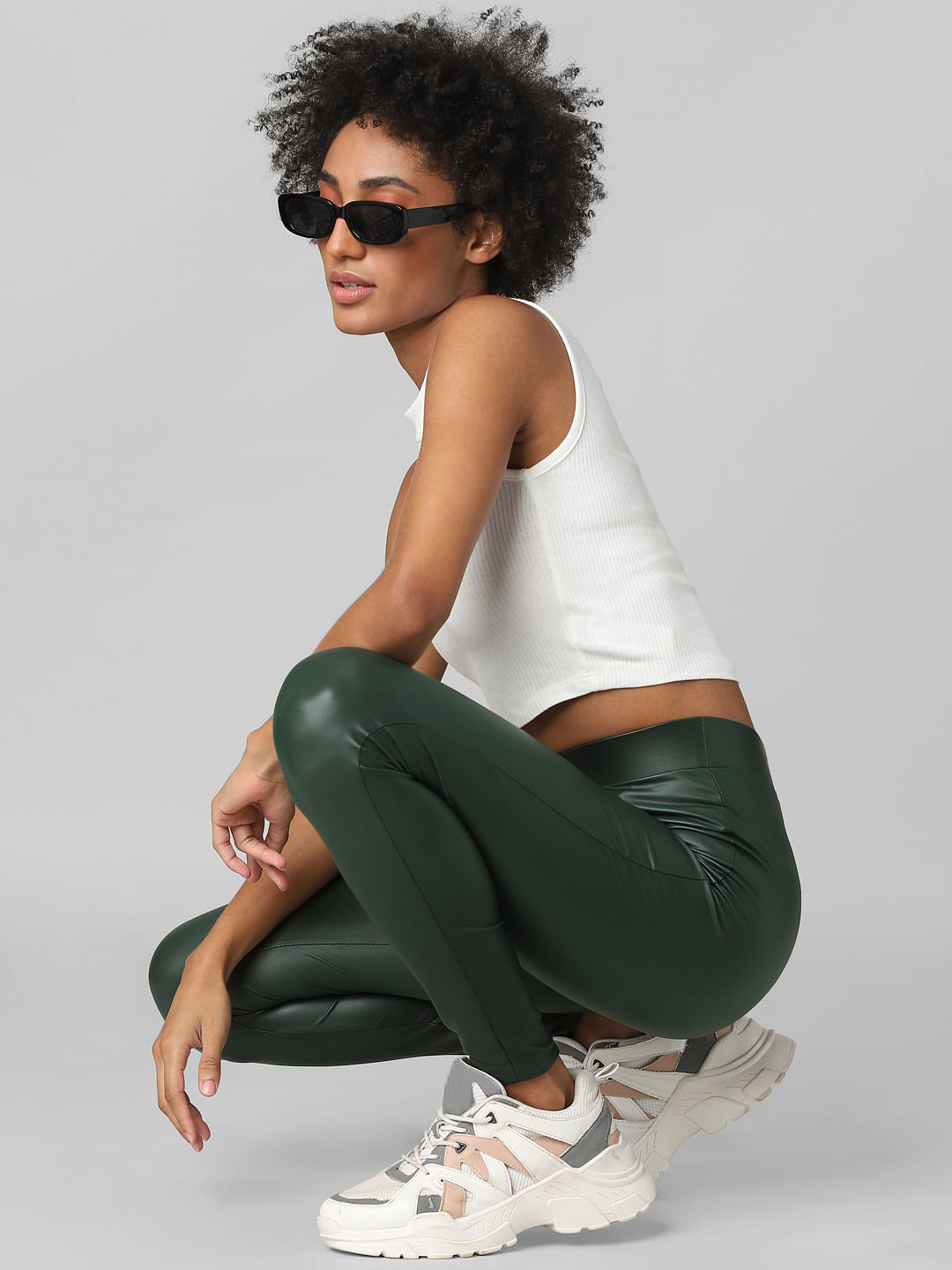 Buy GAP Women Black Faux Leather Front Pants - NNNOW.com