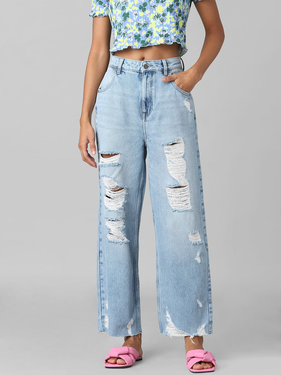 Zara Trafaluc High Waist Jeans blau Casual-Look Mode Jeans High Waist Jeans 